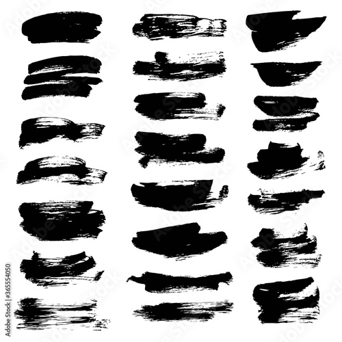 Abstract black smears set isolated on white background