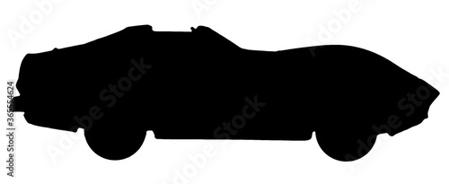Black silhouette of sport car isolated on a white background