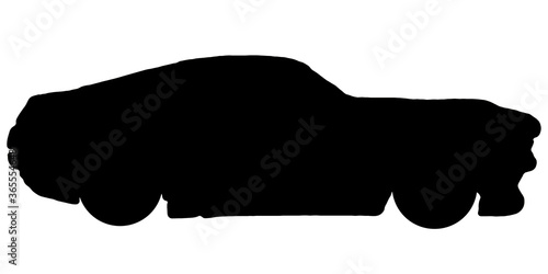 Black silhouette of sport car isolated on a white background