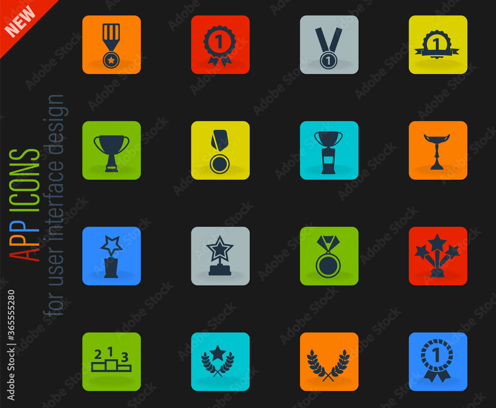 Medals and tropheys simply icons Medals and tropheys simply icons