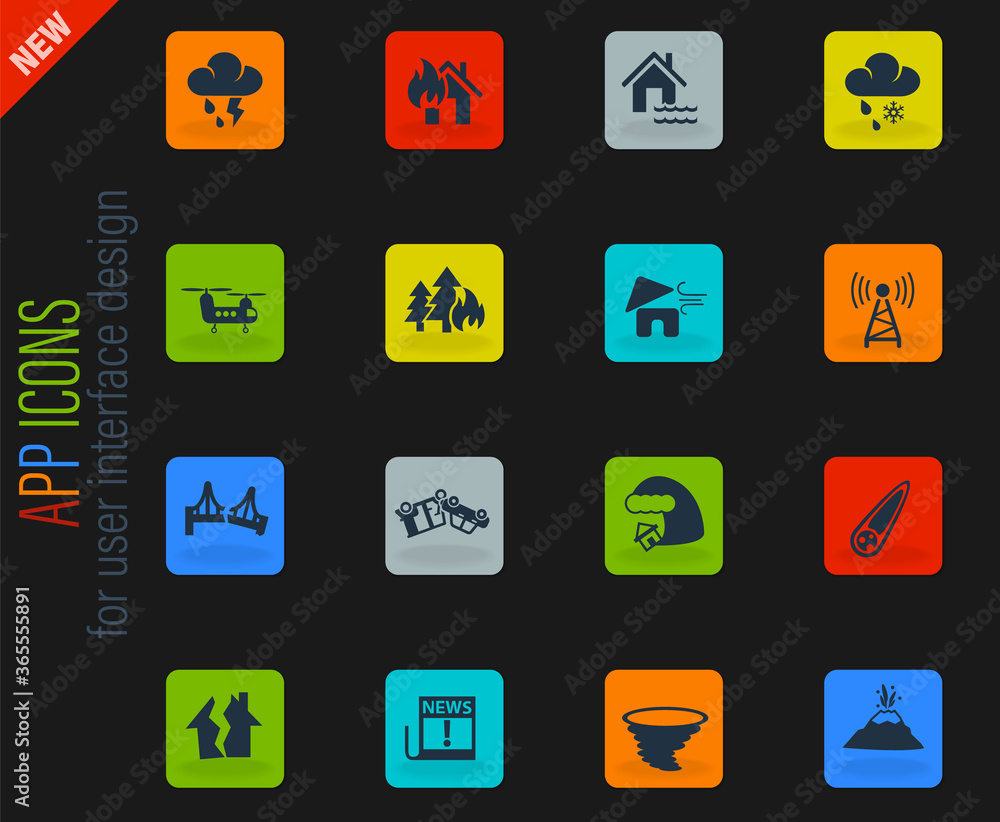 natural disasters icon set natural disasters icon set