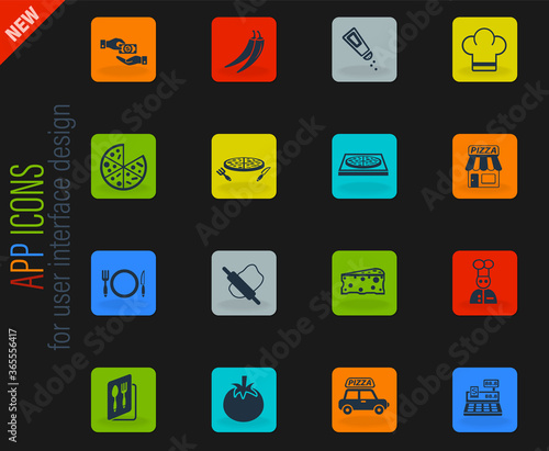 pizzeria icon set