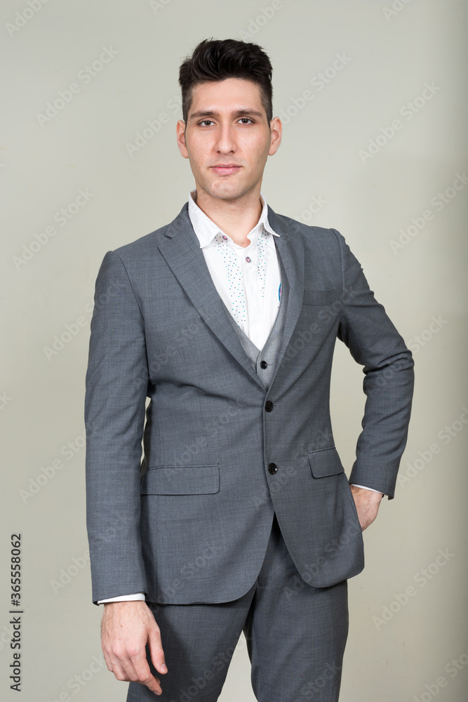 Fototapeta premium Portrait of young multi ethnic businessman in suit