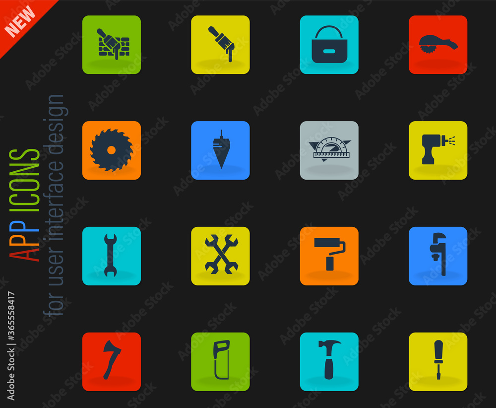 Work tools icons set Work tools icons set