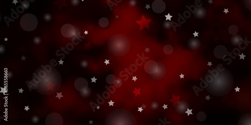 Dark Orange vector background with circles, stars. Colorful disks, stars on simple gradient background. Texture for window blinds, curtains.