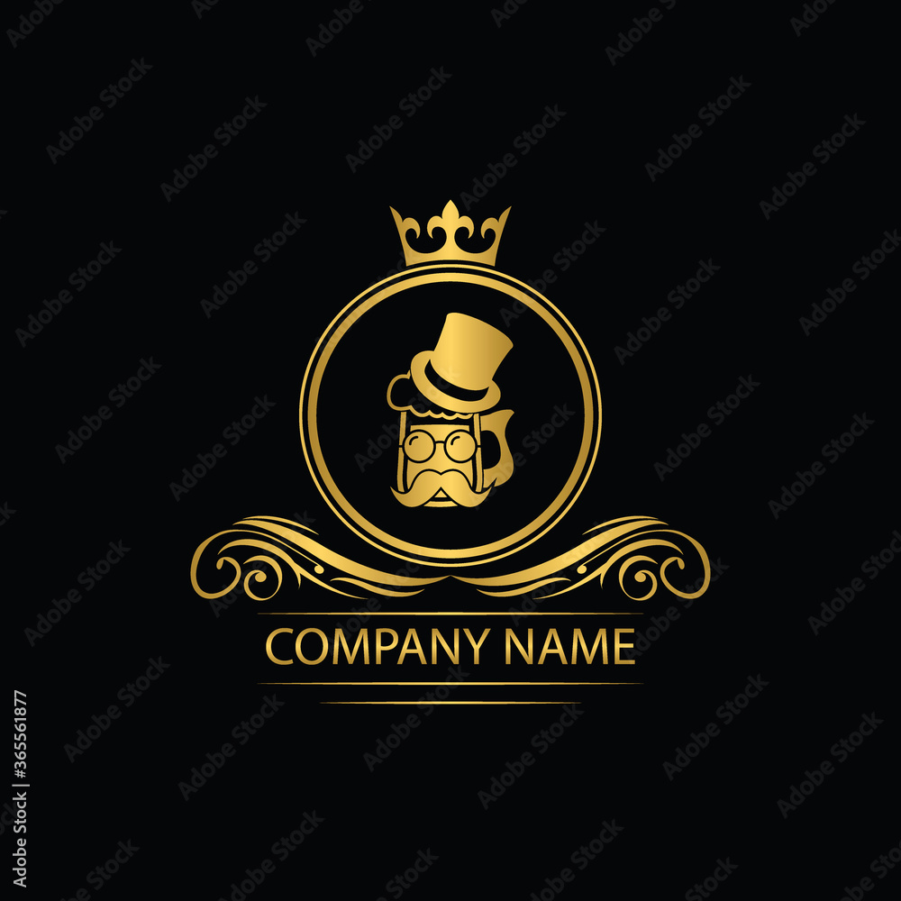 beer, beer pub logo template luxury royal vector company decorative emblem with crown beer, beer pub logo template luxury royal vector company decorative emblem with crown