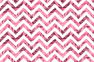 Papier peint photo Chevron patrons Roses dorées zigzag fond blanc  © designermetin