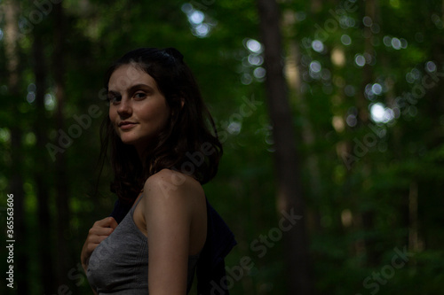 Girl hiking in the woods