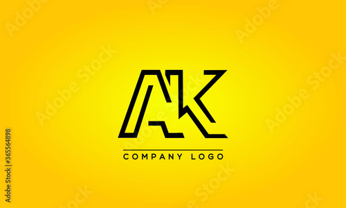 Unique, Modern, Elegant and Geometric Style Typography Alphabet AK letters logo Icon