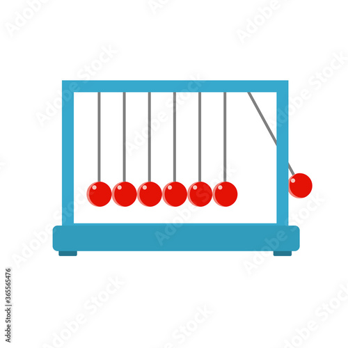 Newtons Cradle On White Background. Flat vector illustration.