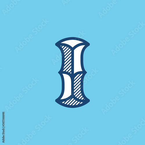 Decorative vintage I letter logo.