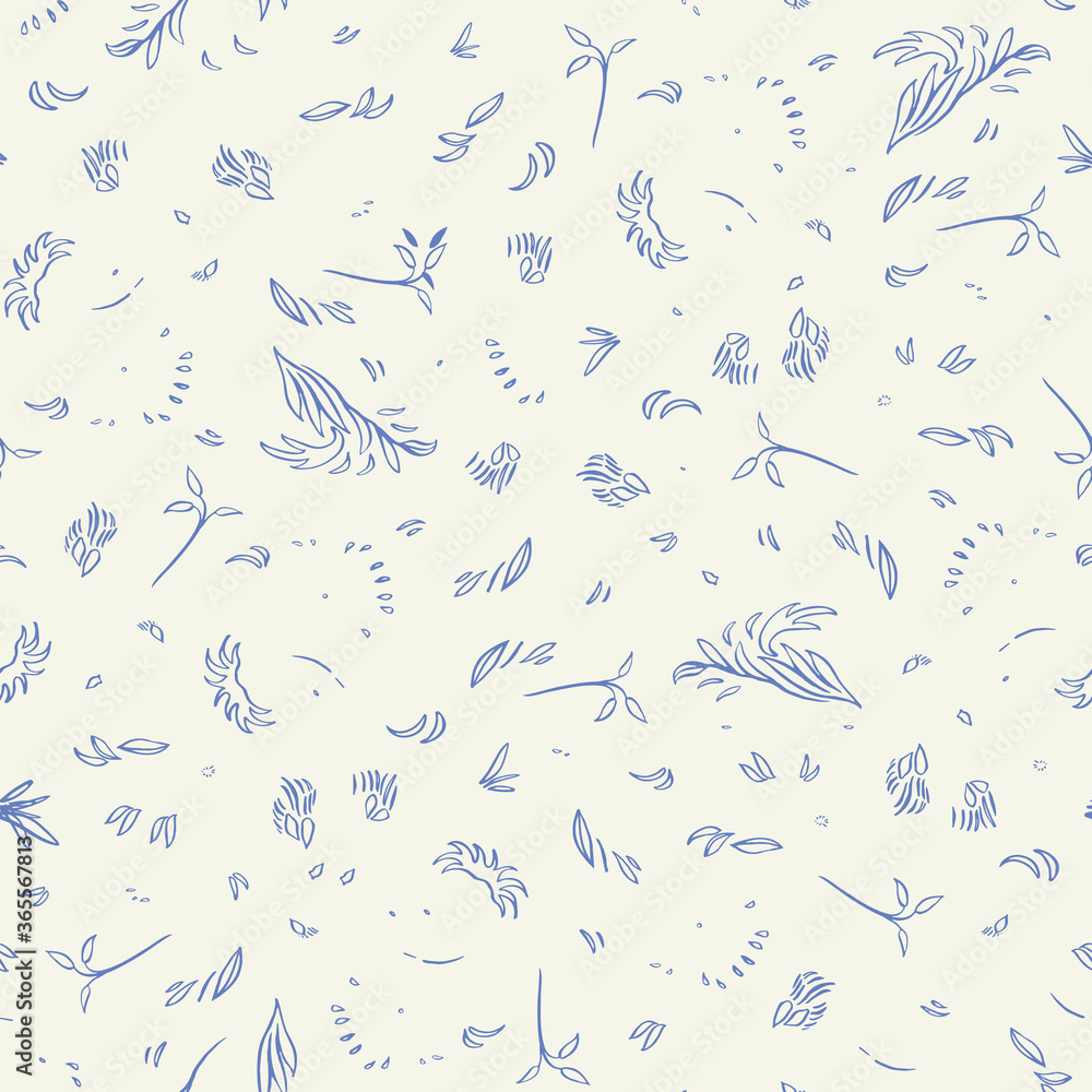 Vector classic line art ditsy floral seamless pattern with hand drawn historic florals on cream colored background. Nature background. Surface pattern design. Vector classic line art ditsy floral seamless pattern with hand drawn historic florals on cream colored background. Nature background. Surface pattern design.