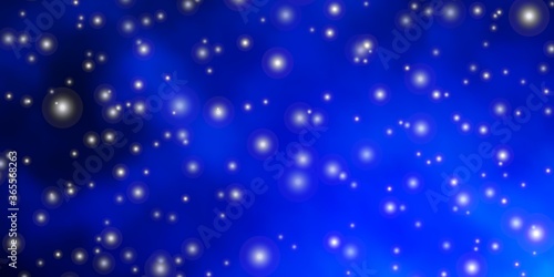Dark BLUE vector background with colorful stars. Blur decorative design in simple style with stars. Pattern for wrapping gifts.