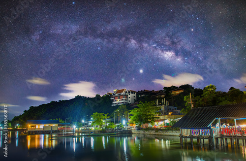 The Milky Way galaxy, on Ko Yo, Songkhla, Thailand, Long exposure photograph, with grain.Image contain certain grain or noise and soft focus. © sunti