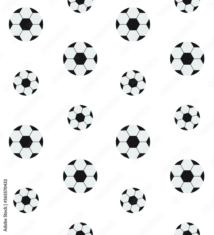 Obraz premium Vector seamless pattern of flat cartoon football ball isolated on white background
