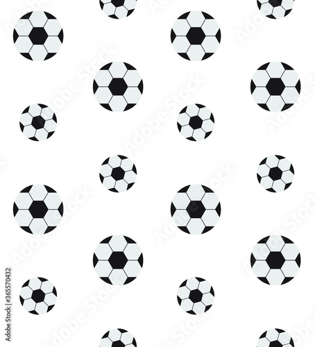 Vector seamless pattern of flat cartoon football ball isolated on white background