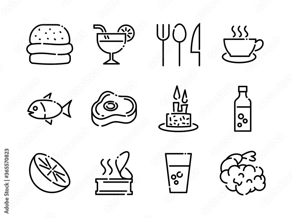 Foods and Drinks line Black icons style 2 vol 4 Stock Vector | Adobe Stock