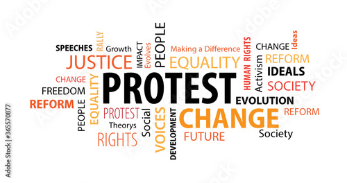 Protest Word Cloud on a White Background