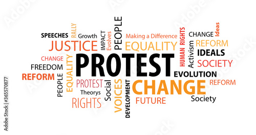 Protest Word  Cloud on a White Background