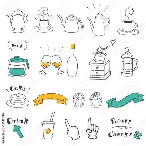 Hand-drawn illustration set of simple and easy-to-use drinks
