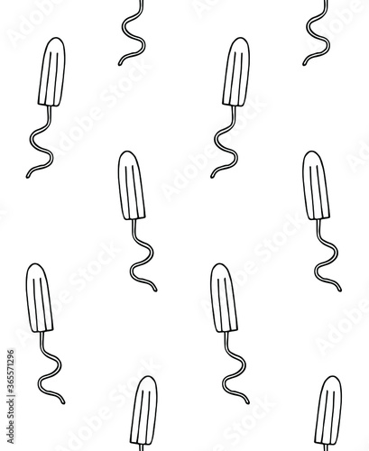 Vector seamless pattern of hand drawn doodle sketch menstrual tampon isolated on white background