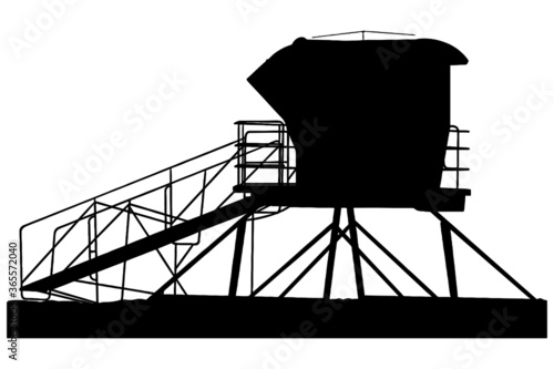 Lifeguard tower silhouette vector graphic