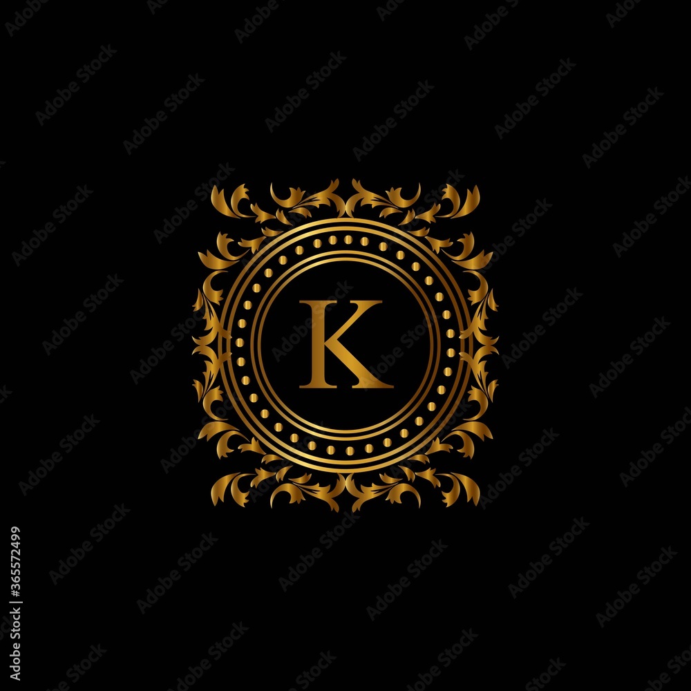 Fototapeta premium Vintage monograms K letter. Golden heraldic letter logos