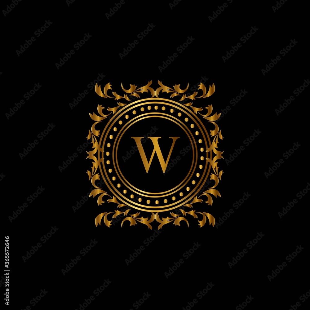 Fototapeta premium Vintage monograms W letter. Golden heraldic letter logos