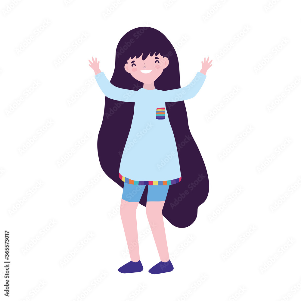 young woman character standing happy celebrating isolated design icon young woman character standing happy celebrating isolated design icon
