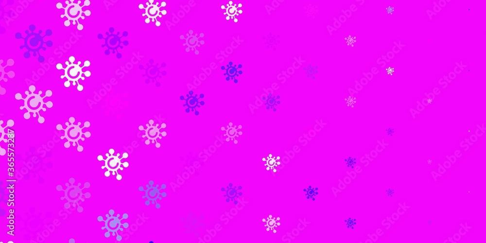 Light Purple, Pink vector backdrop with virus symbols. Light Purple, Pink vector backdrop with virus symbols.