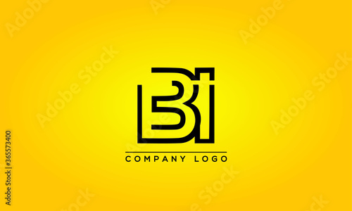 Unique, Modern, Elegant and Geometric Style Typography Alphabet BI letters logo Icon