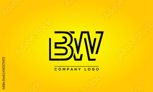 Unique, Modern, Elegant and Geometric Style Typography Alphabet BW letters logo Icon