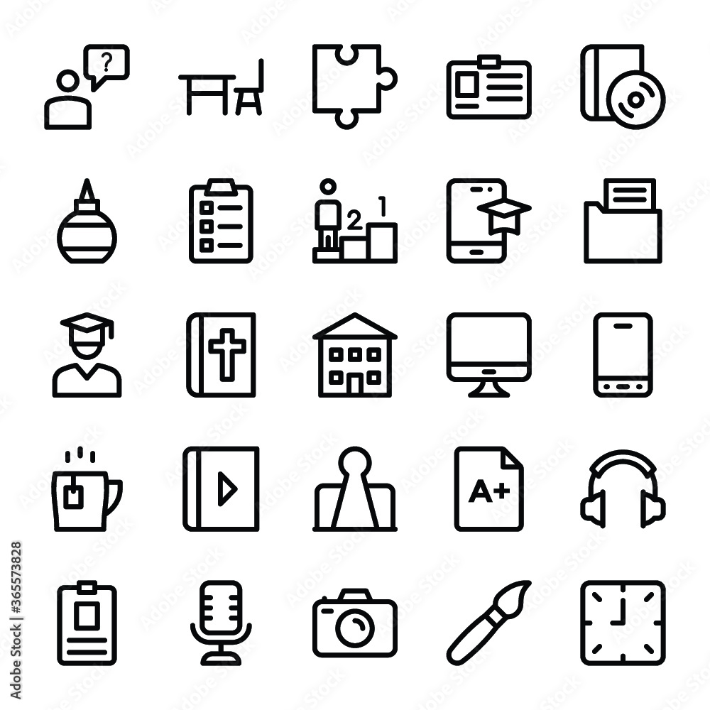School, Education, Stationery, Office Vector Icons 5