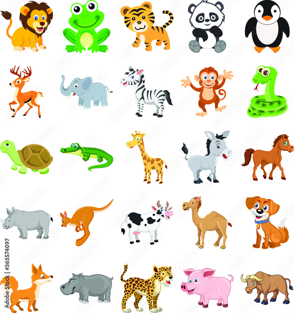 Obraz premium Cute Animals Colored Vector Icons 1