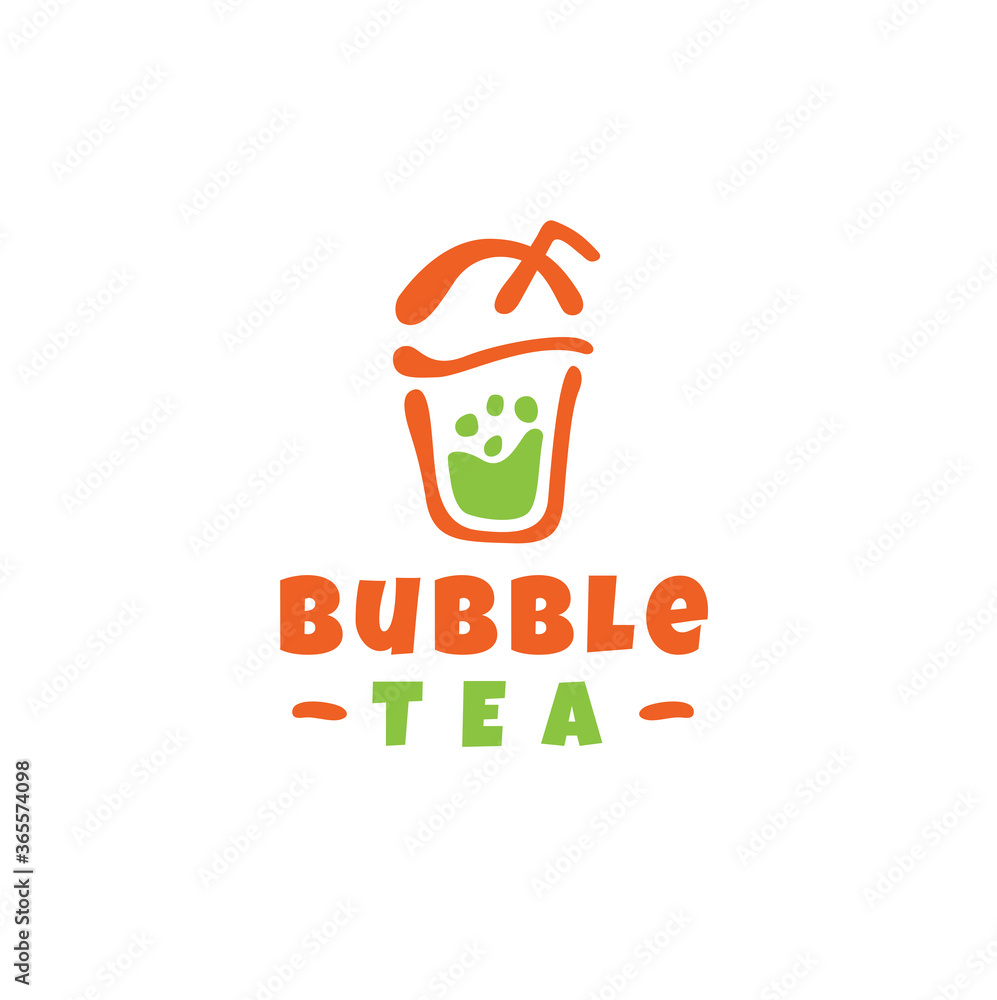 Bubble tea Logo Premium Minimal emblem design template