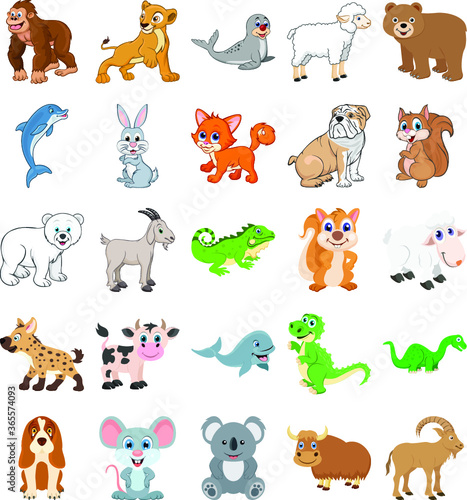 Fototapeta Naklejka Na Ścianę i Meble -  Cute Animals Colored Vector Icons 2