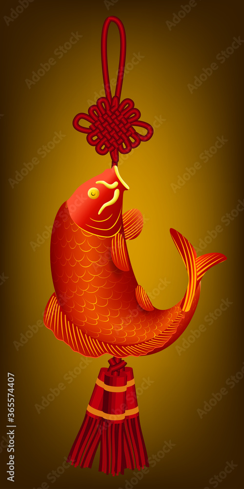 Naklejka premium Koi, Chinese carpio fish. Graphic vector