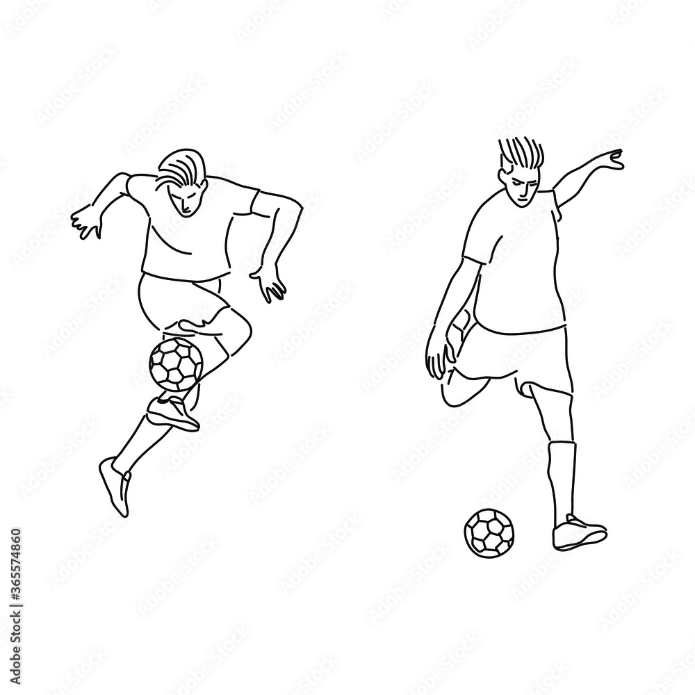 Fototapeta premium Footballer Monoline Style Illustration
