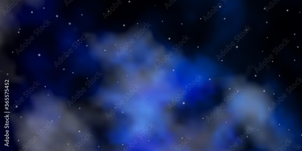 Dark BLUE vector template with neon stars. Blur decorative design in simple style with stars. Pattern for websites, landing pages.