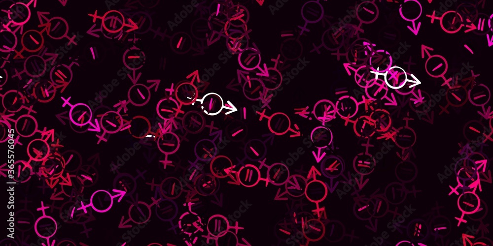 Light Pink vector pattern with feminism elements.