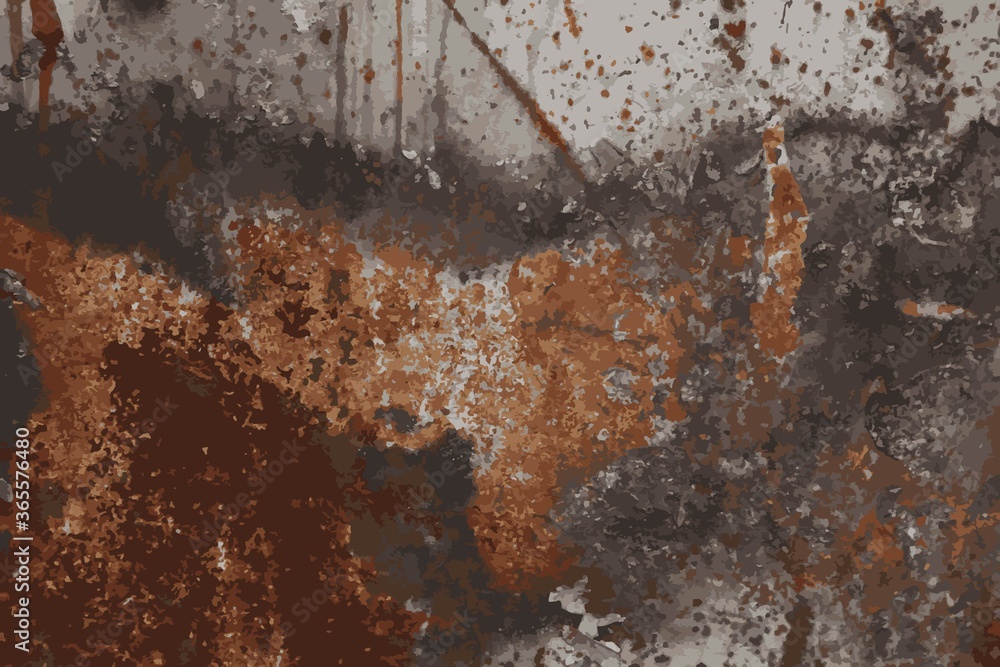 rust on metal with traces of paint, vector grunge texture background - obrazy, fototapety, plakaty 