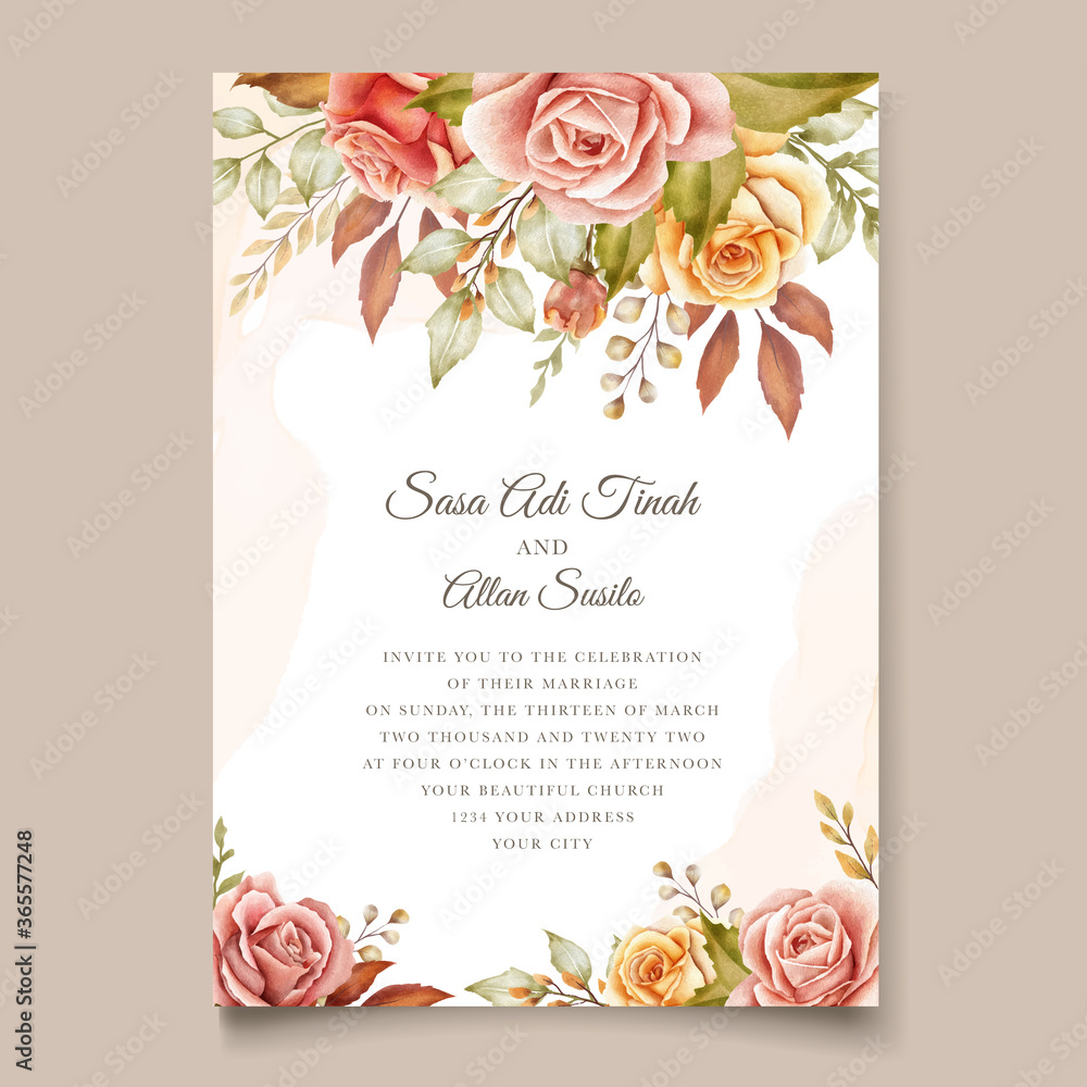 watercolor autumn wedding invitation card watercolor autumn wedding invitation card