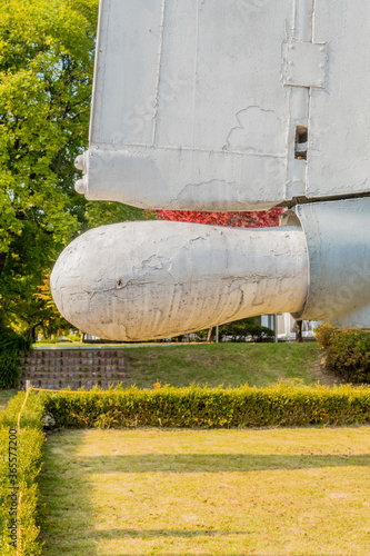 Beetle crawling on radar boom photo