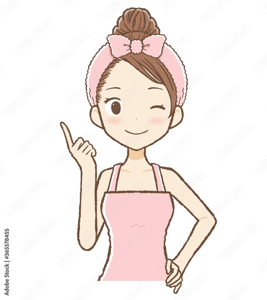 指さすルームウエア女子2　ウィンク　上半身