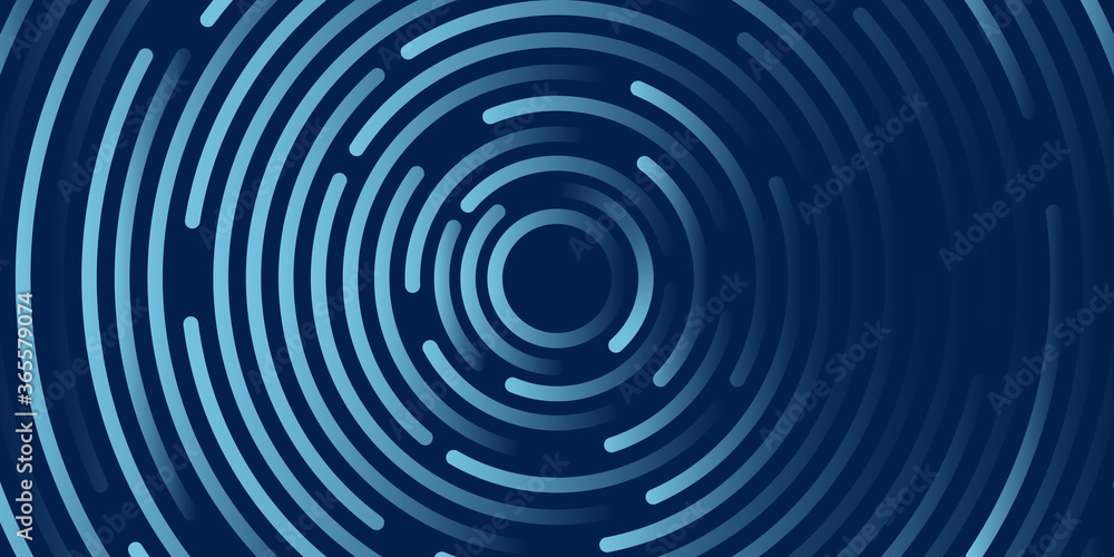 Blue background with UI HUD screen tech system innovation concept template. Vector illustration design. Abstract geometric vector background with texture from concentric circles