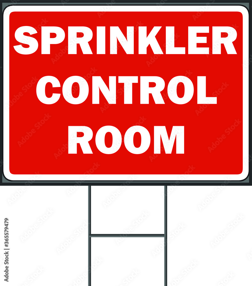 Sprinkler control room yard sign design template. Vector Format white background.