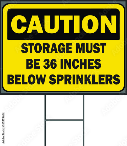 Caution shortage must be 36 inches below the sprinkler's yard sign design template. Vector Format white background. © vectorking2020