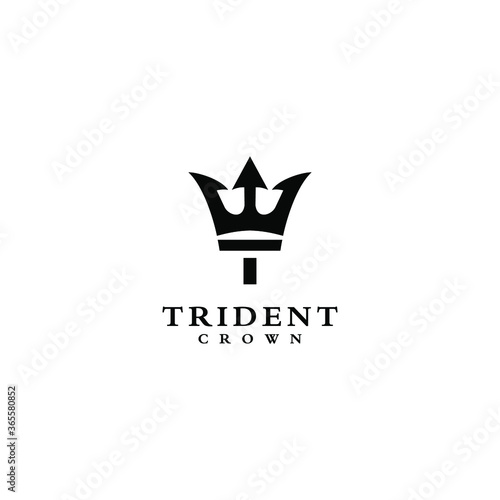initial T for trident an crown logo vector