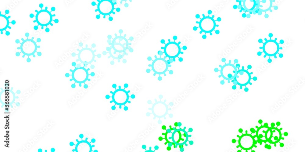 Light blue, green vector pattern with coronavirus elements. Light blue, green vector pattern with coronavirus elements.
