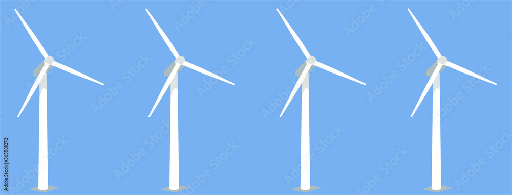 Wind turbines on blue background. VECTOR Wind turbines on blue background. VECTOR